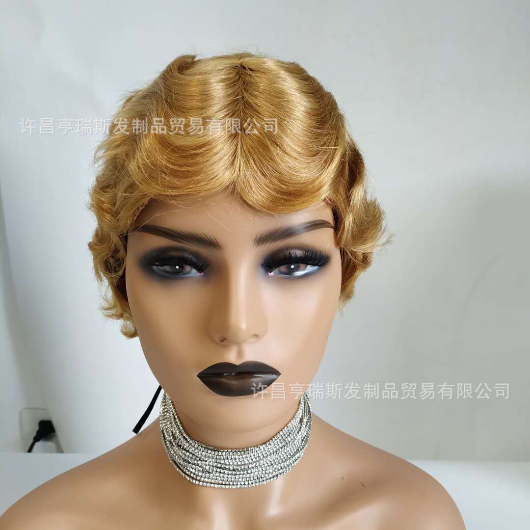 Human finger wave short wig #27