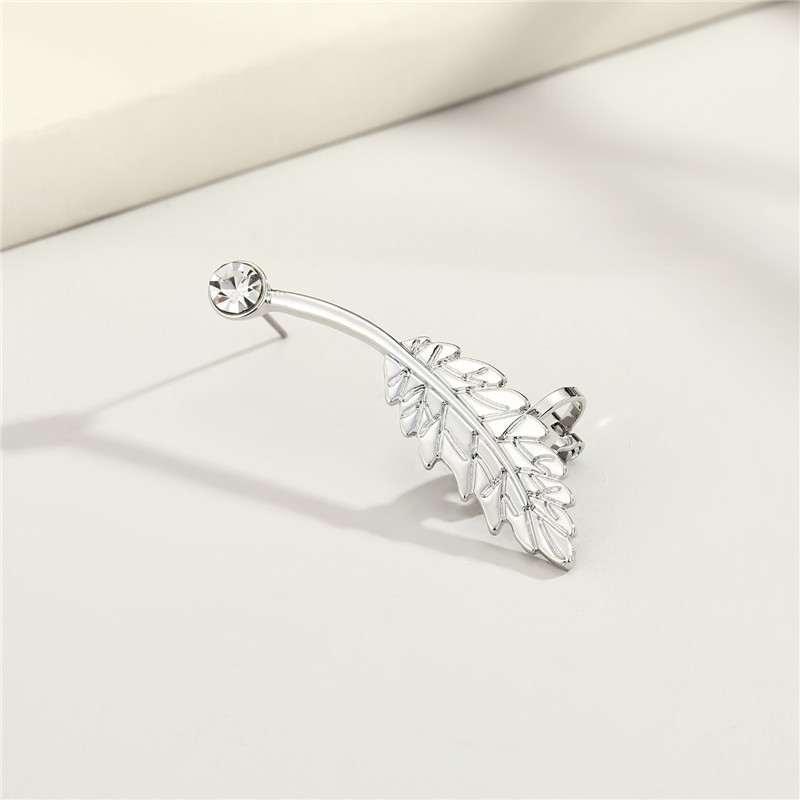 Boucle D&#39;oreille Diamant Feuille En Acier Inoxydable display picture 11