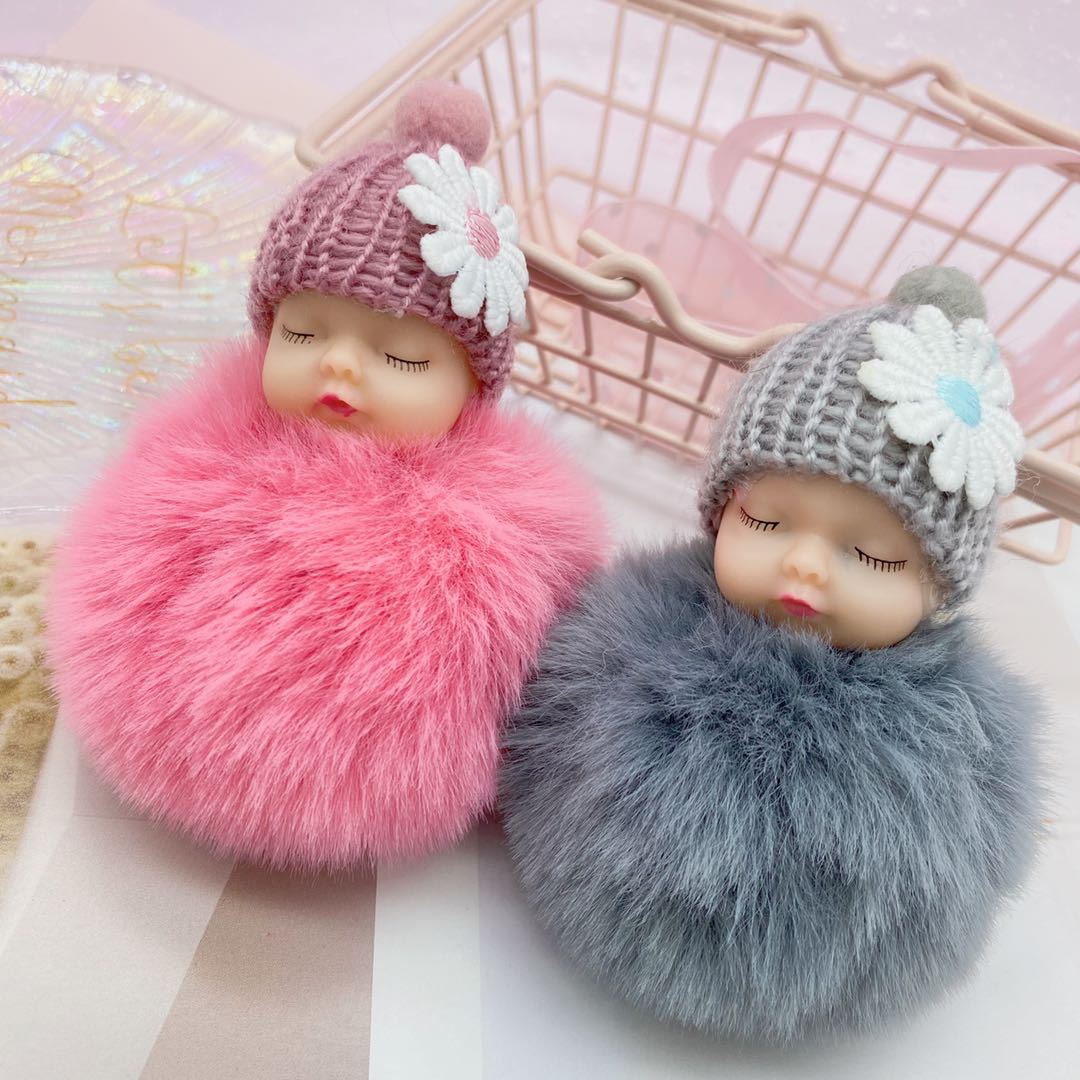 Cute sleeping doll plush keychain daisy...