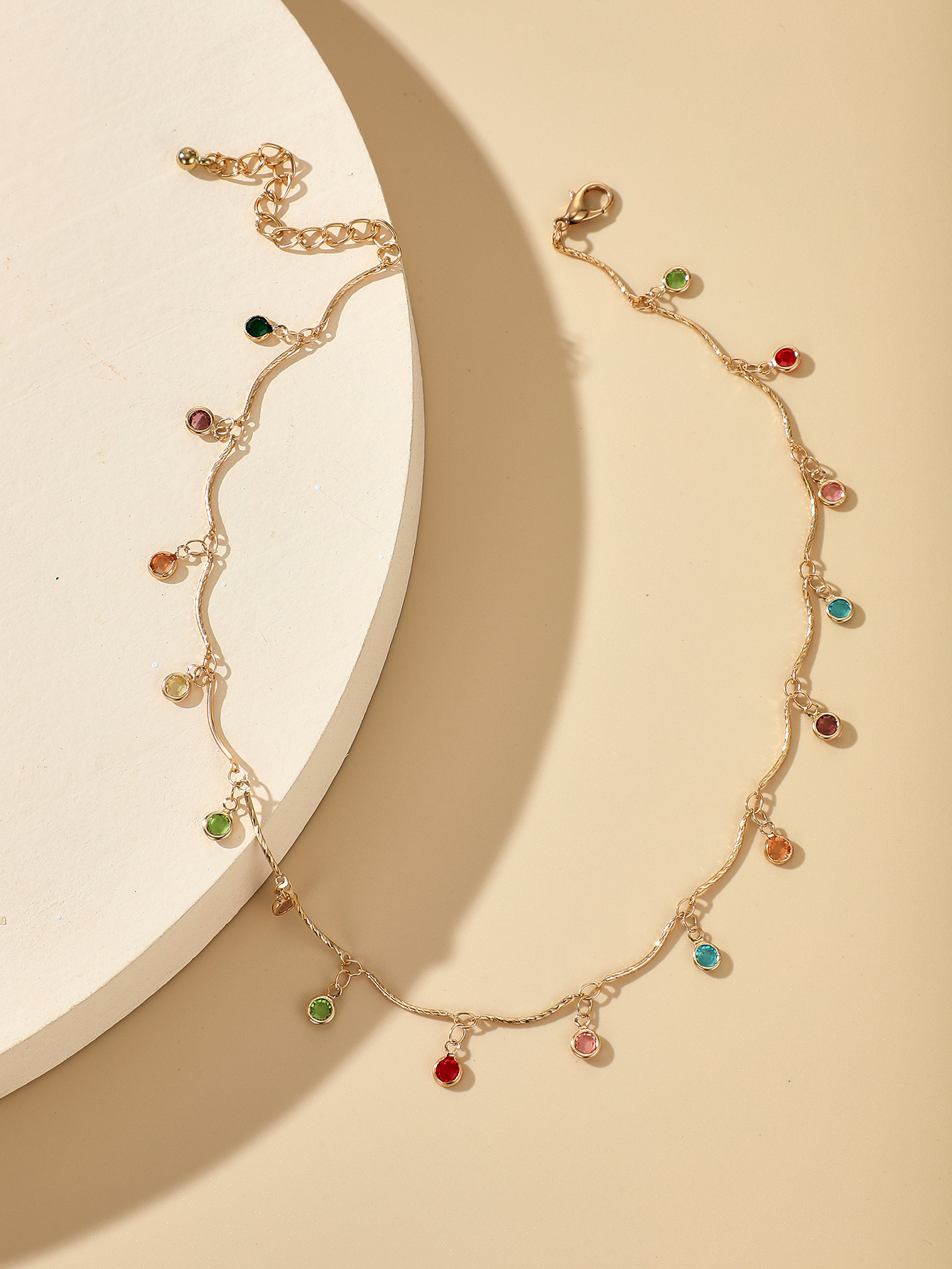 Simple Style Style New Colorful Round Bead Tassel Candy Color Necklace Simple Inlaid Diamond Necklace Wholesale Nihaojewelry