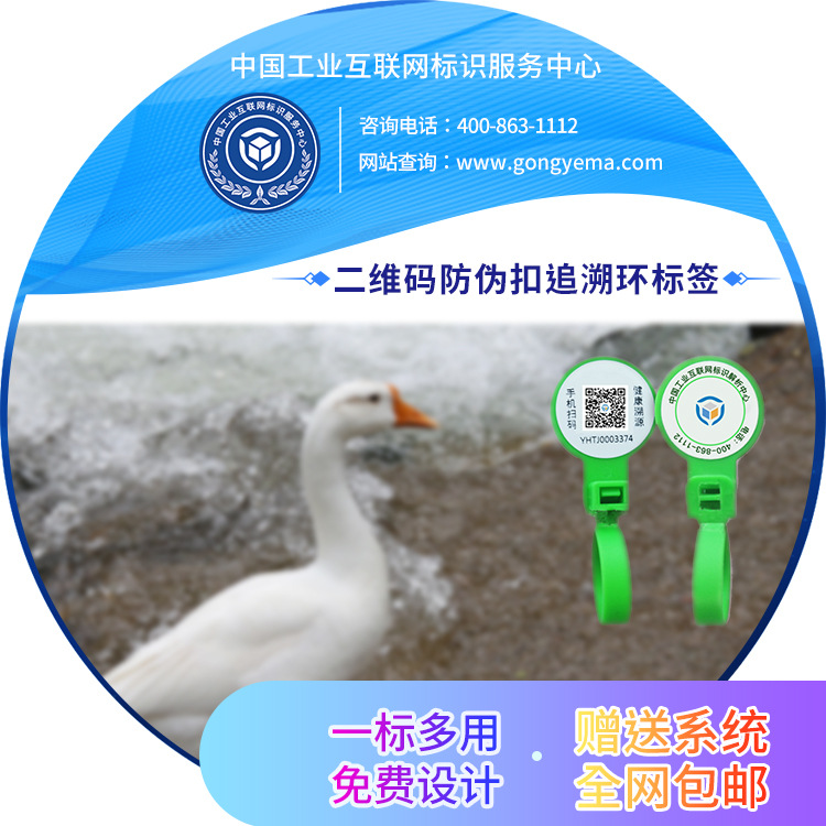 厂家加工定制鸡脚塑料环 logo双面覆膜免费设计 大闸蟹戒指鸡脚环
