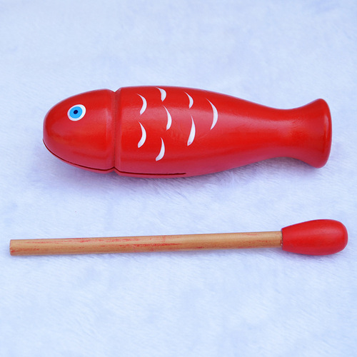 Red wooden fish toy percussion instrument, wooden fish-shaped clapper, children's kindergarten preschool Orff instruments, educational teaching aids