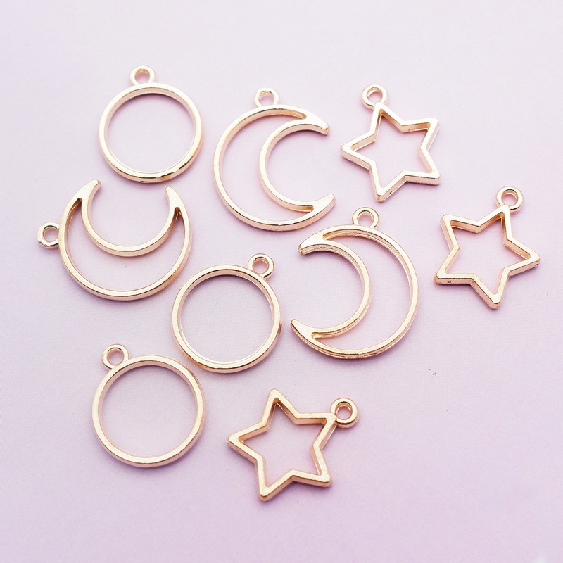 10 Pcs/package Simple Style Circle Star Moon Alloy Plating Jewelry Accessories display picture 5