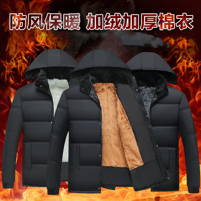 Middle and old age cotton-padded clothes man coat dad Aged winter Cotton Plush thickening Warm cotton Coat