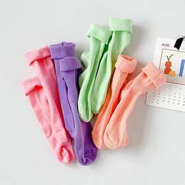 袜子女夏季糖果色堆堆袜纯色韩国风ins潮纯色透气马卡龙色中筒袜