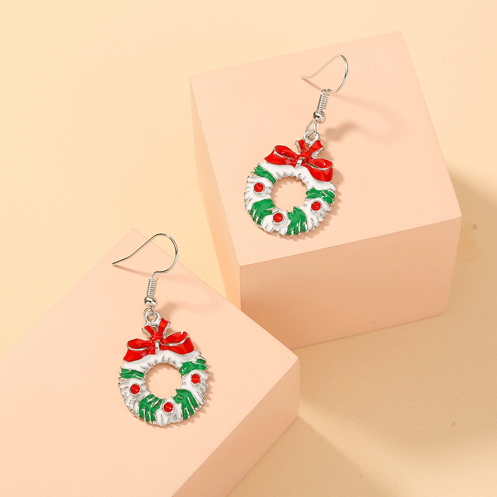 Nihaojewelry Wholesale Jewelry New Christmas Pattern Bow Copper Long Earrings display picture 2