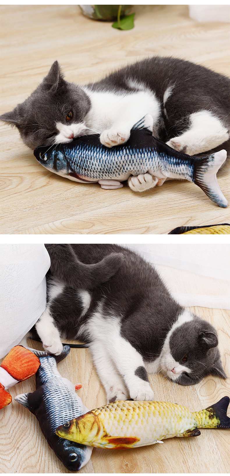 现货批发哈沃自动逗猫USB充电跳动仿真鱼 含薄荷粉网红猫自嗨玩具