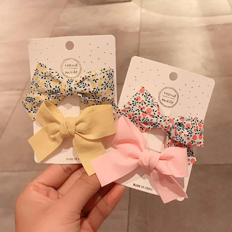 Korea  Floral Bow Hairpin Children's Duckbill Clip Set display picture 4