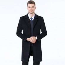 冬装男式羊毛呢子大衣加长款中年男士休闲西装领百搭羊绒风衣外套