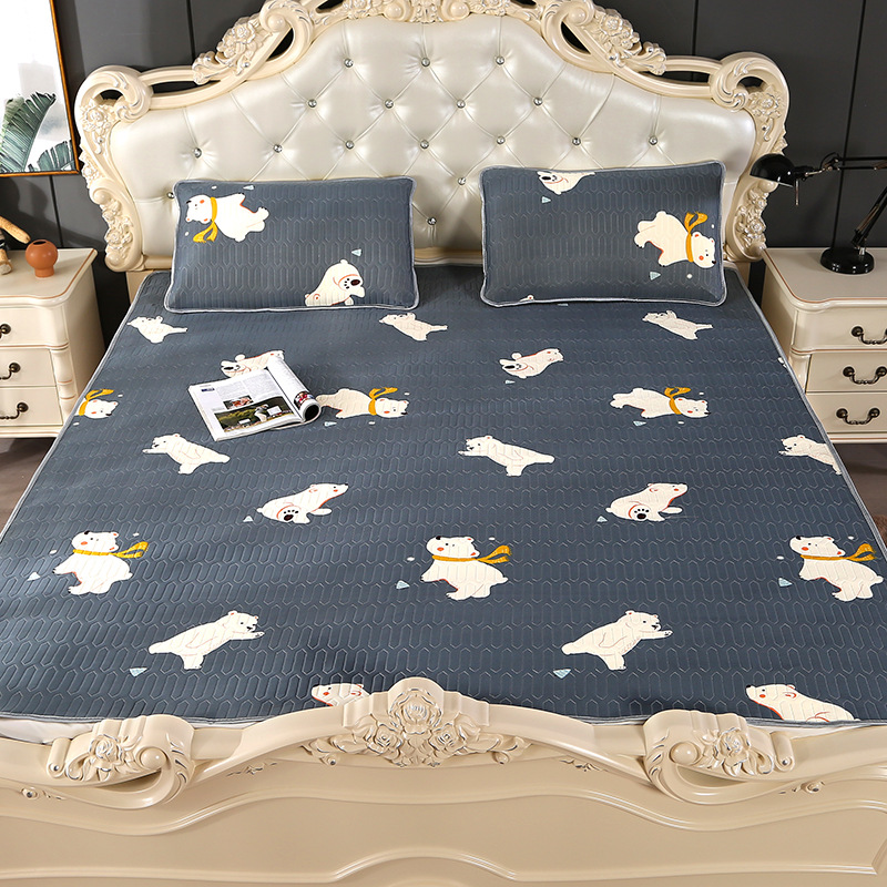 一手货源新款凉感丝乳胶凉席可折叠软席冰丝凉席三件套1.8米1.5米