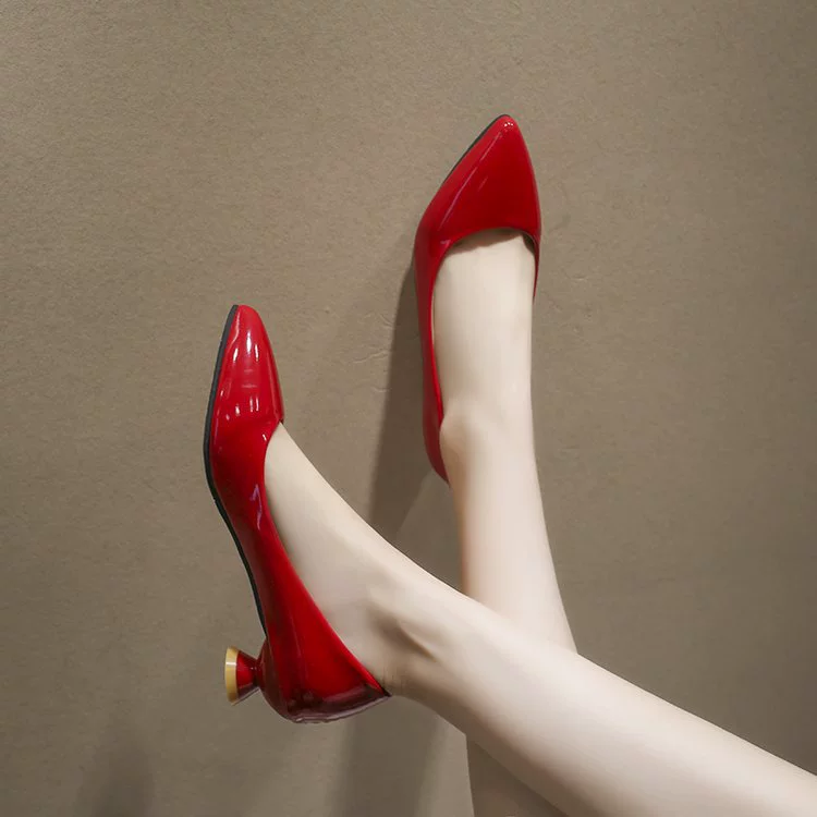 Женские туфли на каблуке 2020 новые осенние корейский стиль pointed toe shallow mouth низкие каблуки женские вино бокал каблуки мода женская обувь оптом