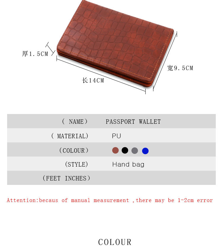 عبر الحدود حصريًا للإبداع Pu حقيبة جواز رجال محفظة رجالية مشبك بطاقة مصرفية حزمة محفظة نقدية display picture 17