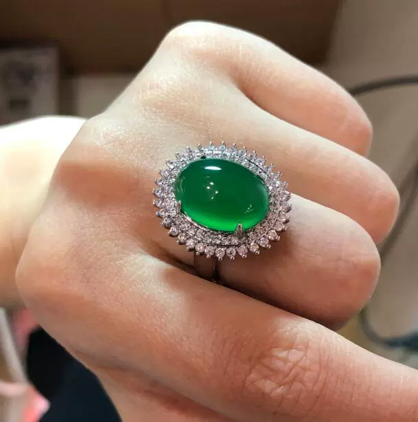 Agate ring jade, adjustable stone inlay, silver 925 sample