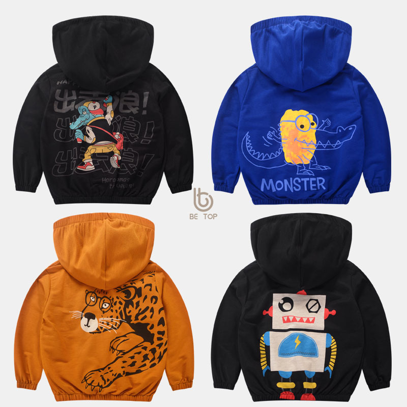 Betop ropa para niños nueva chaqueta coreana ropa de protección solar para niños sección delgada chaqueta de dibujos animados coreanos para niños cabello con capucha