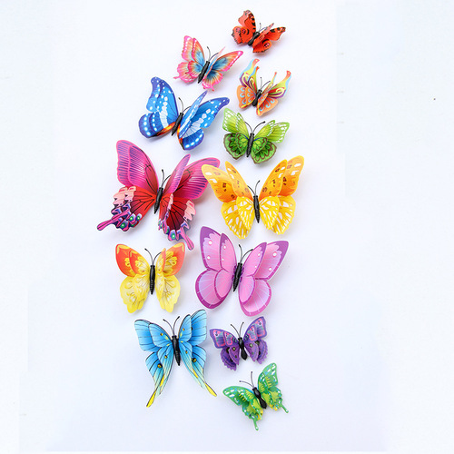 Fanxi's new double-layer mixed color butterfly PVC magnetic butterfly room living room decoration three-dimensional refrigerator sticker