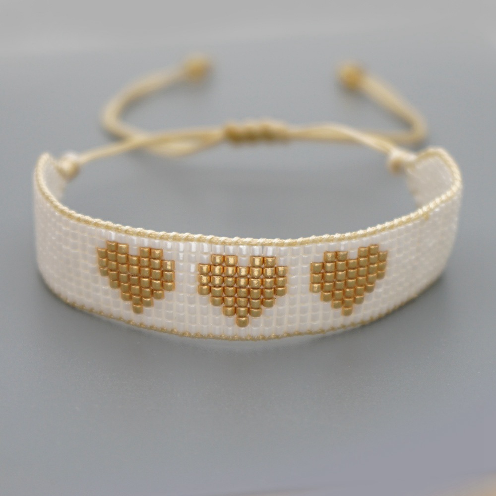 Vente En Gros Bracelet Couple Tissé De Perles De Riz Coeur Exotique display picture 5