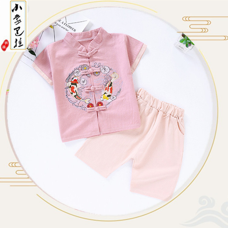Boys' Hanfu Children's Cotton and Linen Suit Summer Chinese Ethnic Style Baby Short-Sleeved Retro Tang Suit for Toddlers and Young Children Boys' Hanfu Children's Cotton and Linen Suit Summer Chinese Ethnic Style Baby Short-Sleeved Retro Tang Suit for Toddlers and Young Children