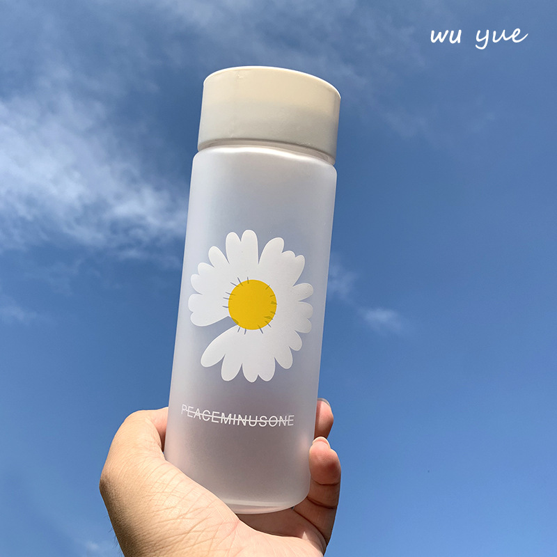 小菊花水杯磨砂太空杯網紅大容量水杯運動塑料杯可愛女日系風潮流