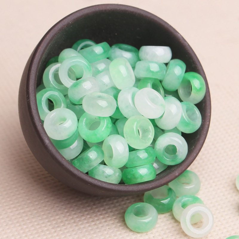 8 9mm Flower green Abacus Miscellaneous stone white Wheel bead Yuhuan Bracelet Necklace Separated beads Accessories wholesale