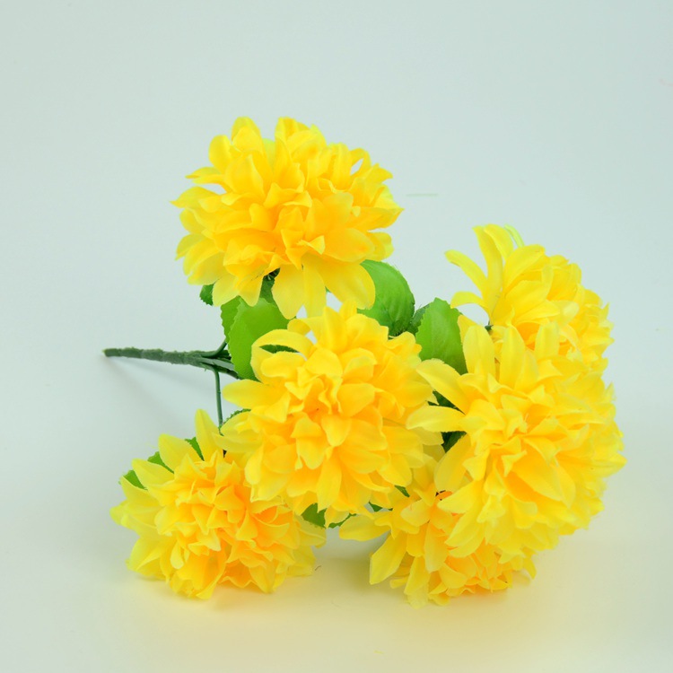 批發清明祭祀塑料花7頭小把花價廉物美仿真絹花7頭爪菊花束絹花