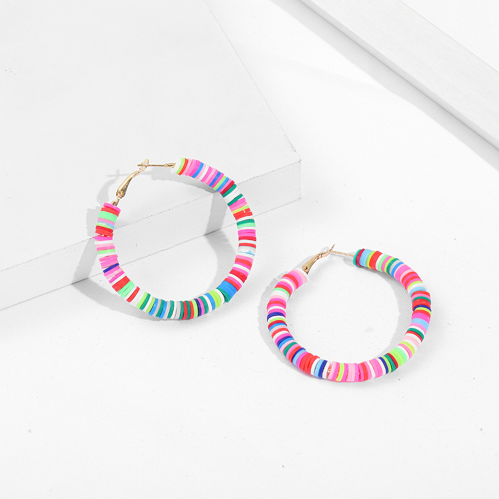 hot sale beach C-shaped soft pottery color exaggerated earrings wholesale