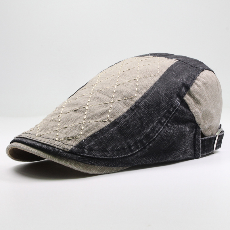 Gespleißter Entenschnabelhut aus reiner Baumwolle, schattenspendende Sonnenschutz-Baskenmütze, modischer und lässiger Herrenhut_voghion.com