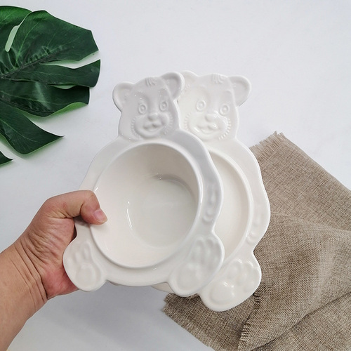 Ceramic Pet Dog Bowl Cat Bowl Teddy Bear Rabbit Tray Dog Food Bowl Cat and Dog Supplies