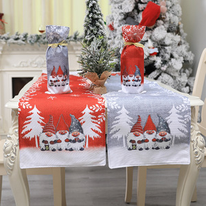 Tablecloth table cloth table cover Christmas ornaments red and gray cartoon printing table Festival hotel restaurant forest Man Doll table flag