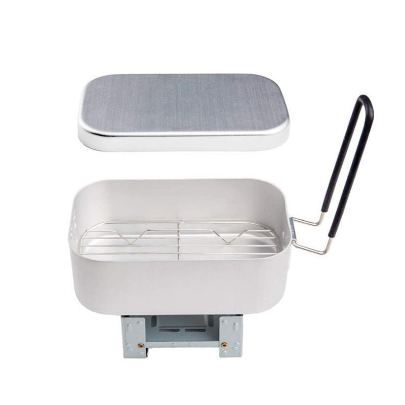 Adult Square Outdoor Outing Camping Cooking Artifact Aluminum Lunch Box Travel Portable Japanese Lunch Box