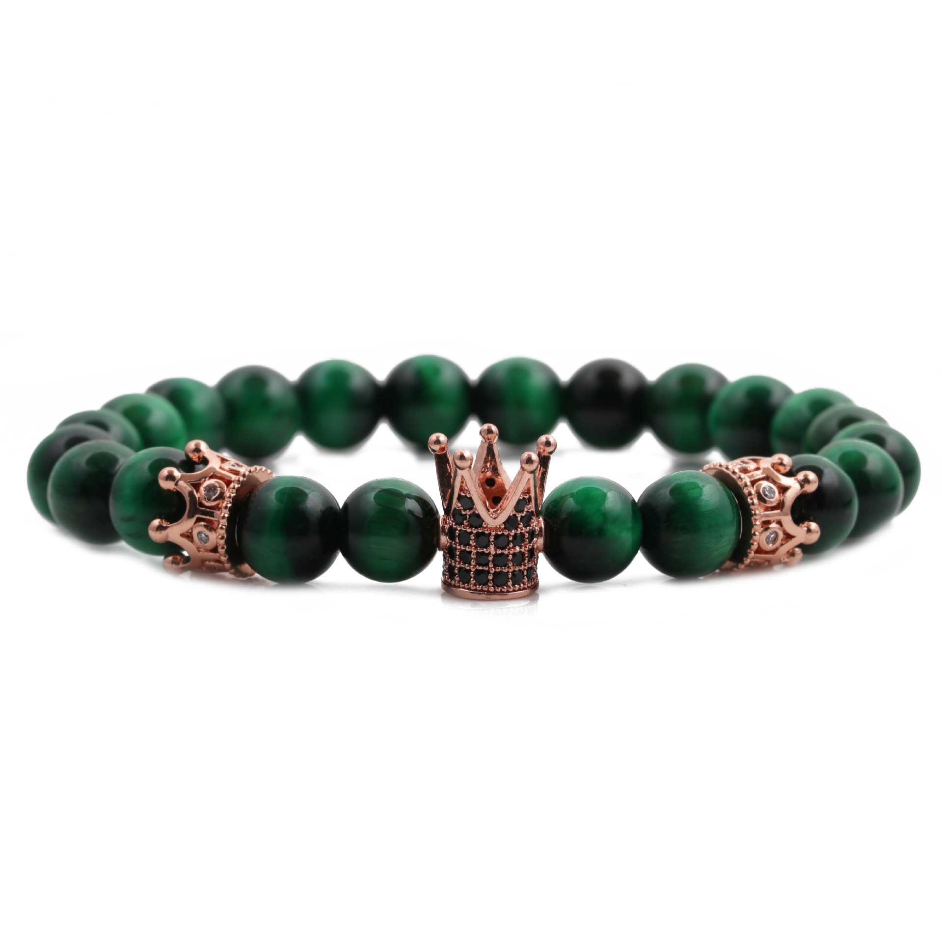 Hot-Selling New Jewelry Tigeru0027s Eye Crown Diamond Ball Wheel Bangle Bracelet Set