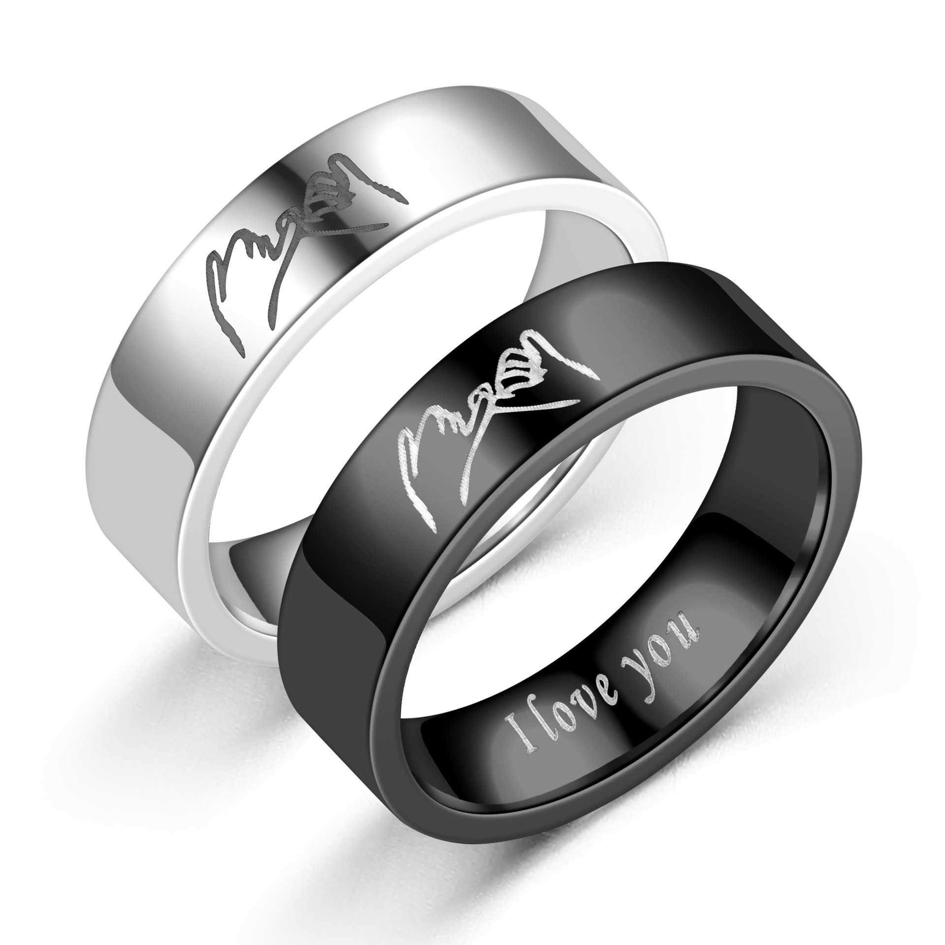 Bague En Acier Titane Retro Love Ilove You display picture 16