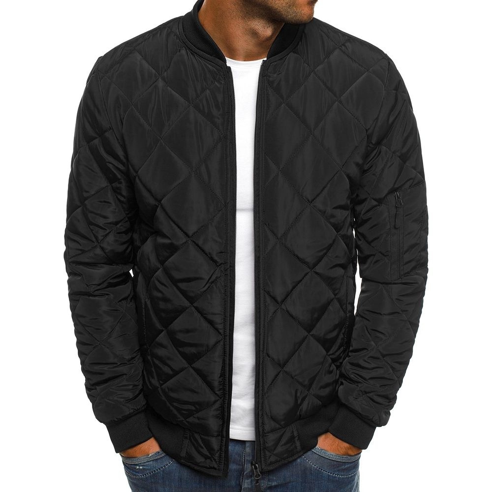 2020 Herbst/Winter Neue Herren Einfarbige Jacke Diamond Gridh Baumwollmantel_voghion.com
