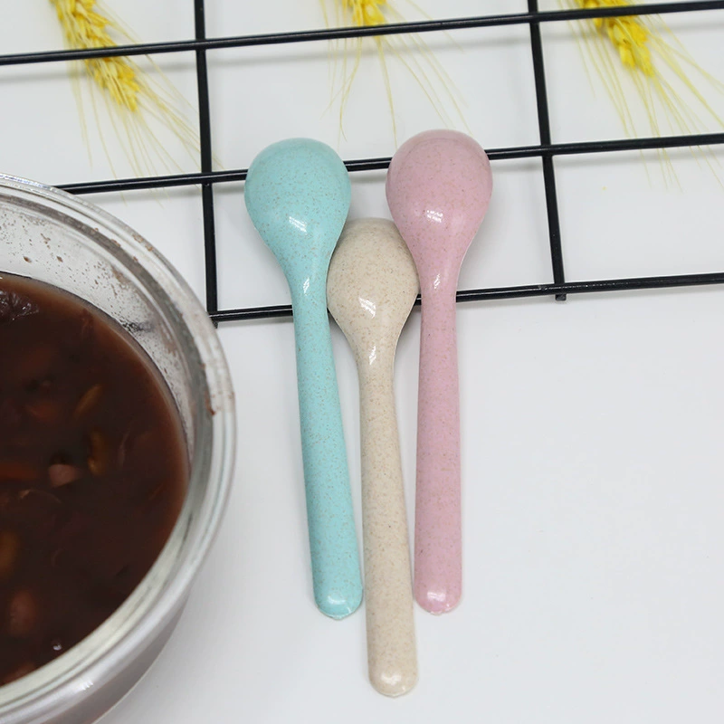 Ложка для супа из пшеничной соломы, ложка для риса, детская ложка, пластиковая десертная ложка для торта, кухонная столовая ложка