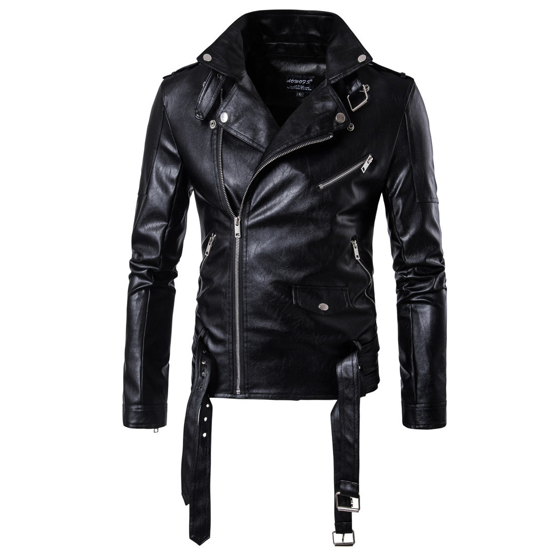 Tamaño europeo moda punk hombres chaqueta de cuero Cali cuero motocicleta chaqueta de cuero delgada Harley chaqueta de cuero D101