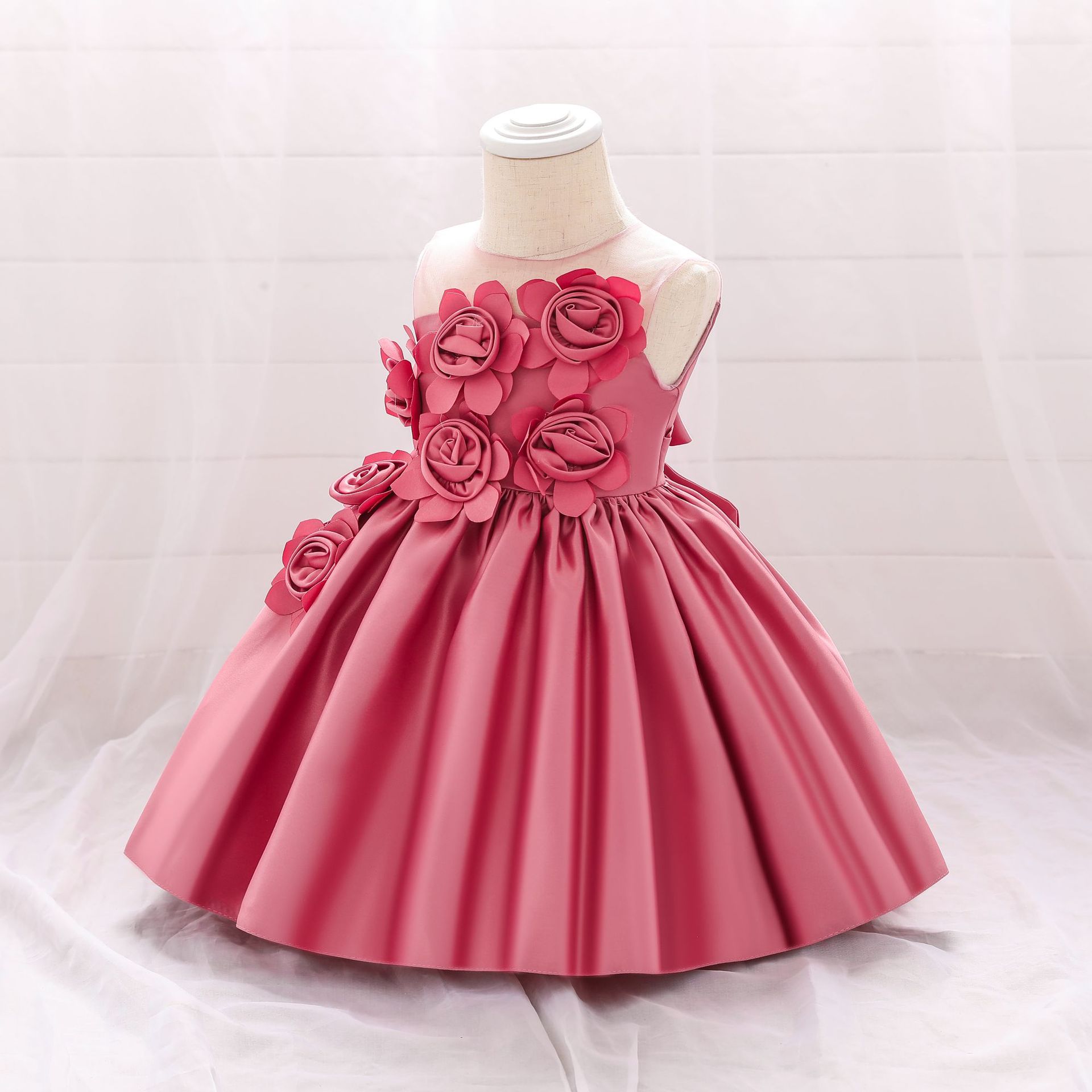 Ins cross border quick sale new baby forging cloth kid princess skirt mesh bra three dimensional flower children's dress