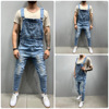 Wish fashion man straps Denim Even Tear Jeans trousers Popular Popular coverall