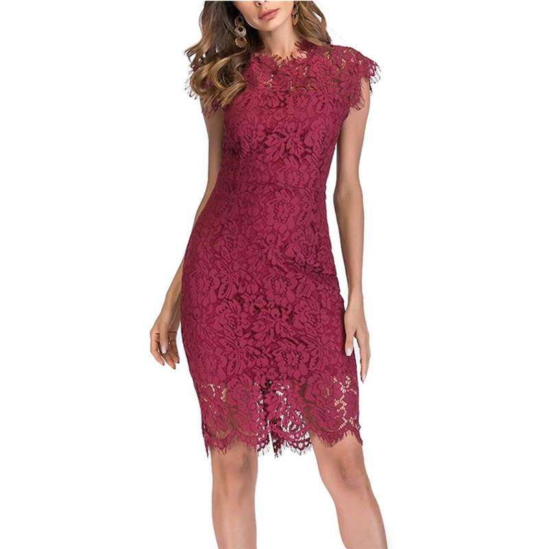 solid color lace slim fit hip sexy dress NSMF59948