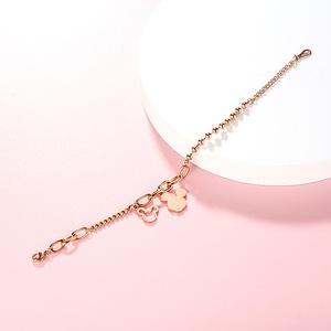 2020鼠年本命年生肖鼠玫瑰金手链女士韩版手绳小老鼠手链地摊饰品