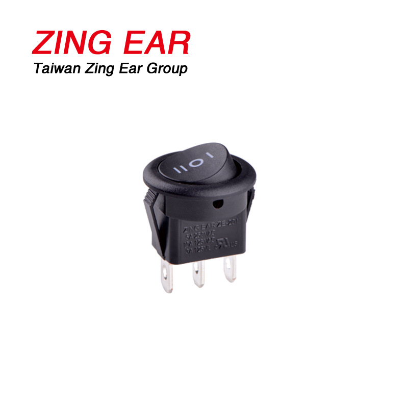 厂家供实验台ZE-201-3船型开关 黑色圆形开关咖啡壶开关翘板开关