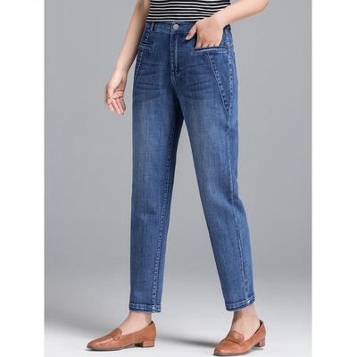 2021春秋新款哈倫牛仔褲女寬松休閑小腳褲子大碼蘿蔔褲女士九分褲