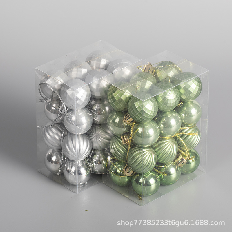 3cm4cm pintado a mano set de Navidad galvanizado bola colgante pequeña decoración de árbol de Navidad oro, plata, rojo multicolor