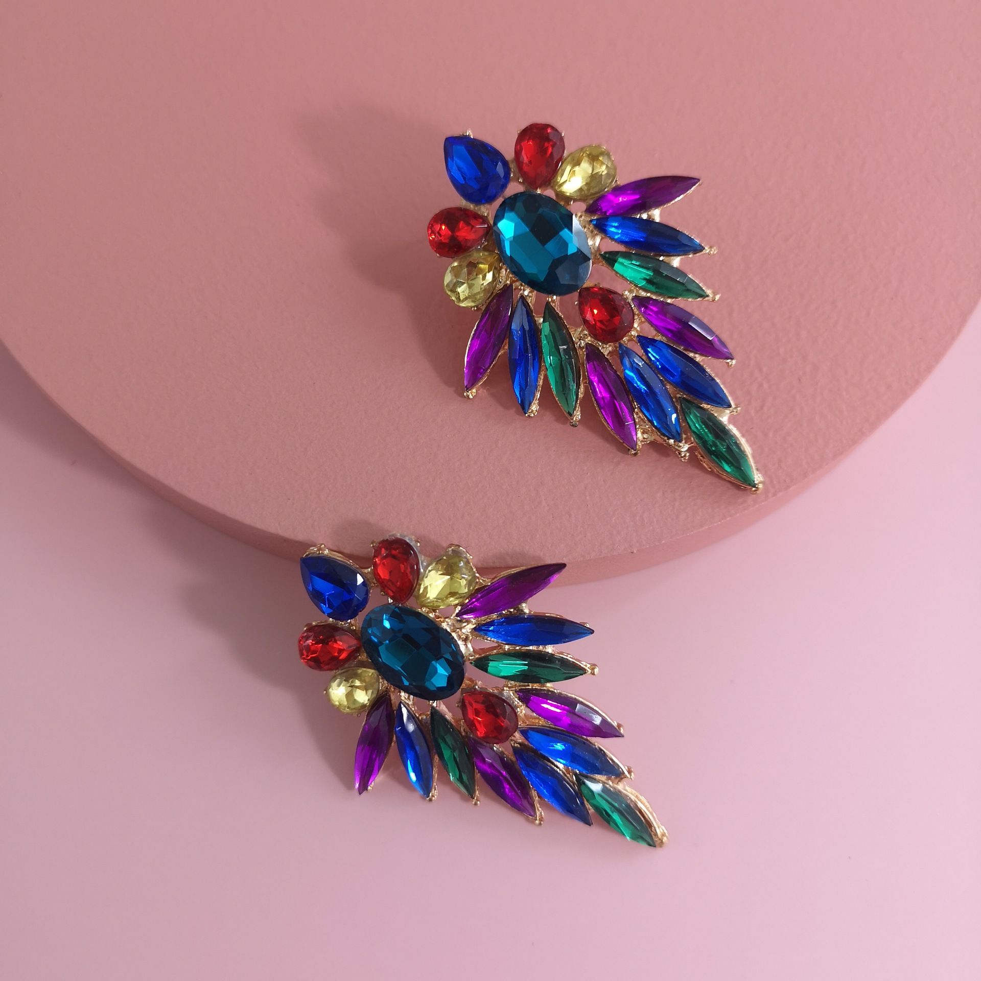 New Fashion Geometric Retro Colored Flower Earrings Wholesale display picture 6