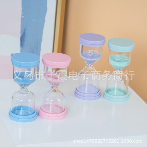 Factory Direct Wholesale Retail Timing Hourglass 5-Minute Hourglass Creative Gift Children Reading Hourglass Black Lid