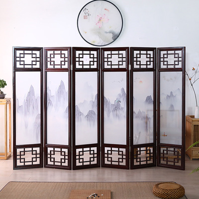 进口俄罗斯榛子松半透乔其纱新中式家居酒店高档屏风隔断玄关|ms