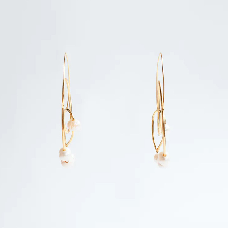 Exaggerated Geometric Pearl Metal Creative Irregular Earrings  Wholesale display picture 1