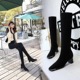 829-6 European and American fashion simple thick heel high heel metal square head iron head suede sexy nightclub show thin high boots