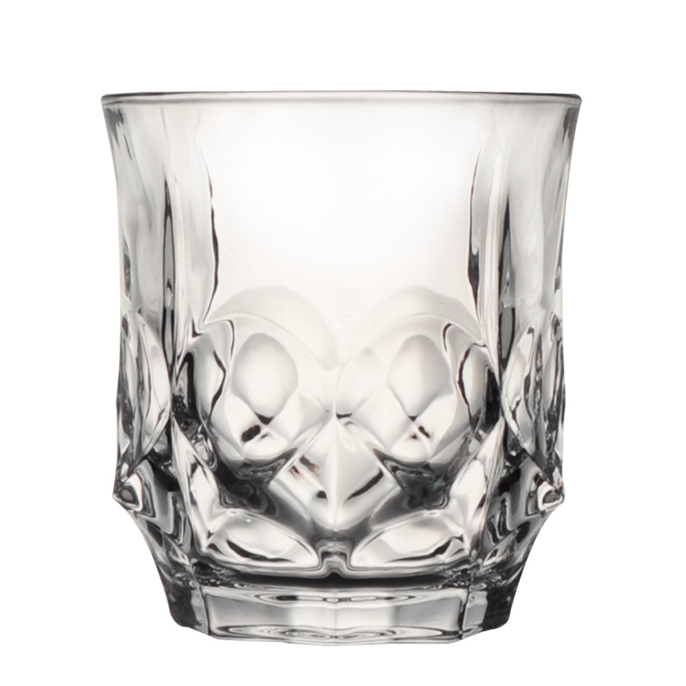 捷克水晶玻璃不规则厚底威士忌杯磨砂电镀洋酒杯出口 描金复古杯