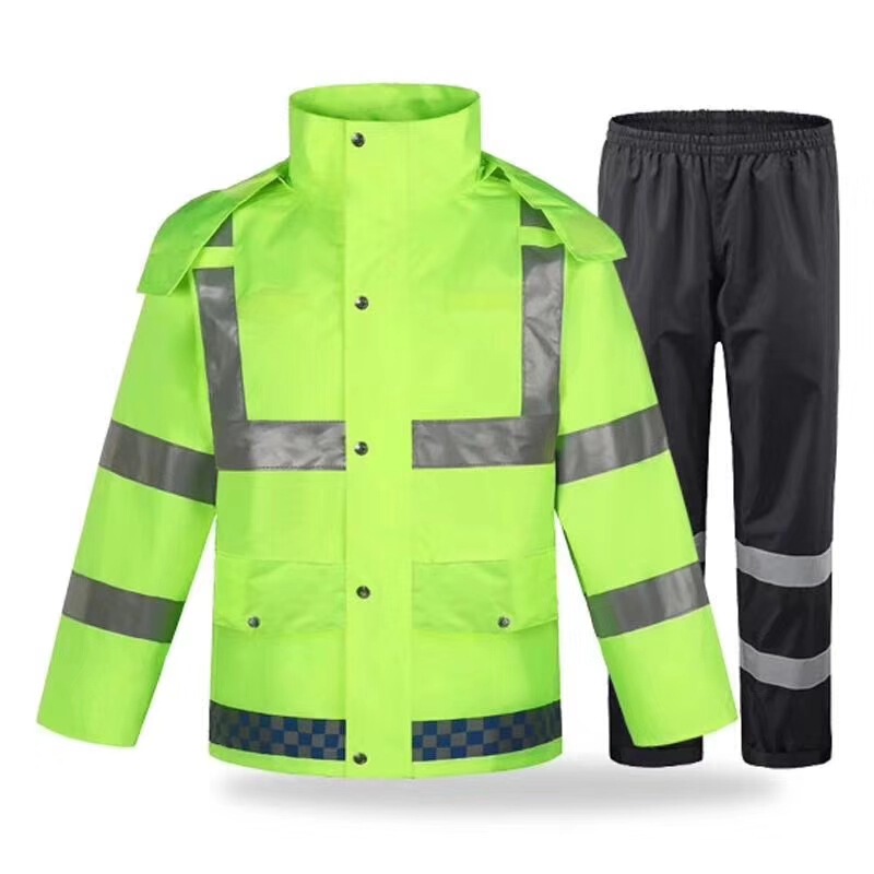 Reflective raincoat breathable Road Administration safety traffic duty raincoat adult waterproof Oxford cloth overalls manufacturer