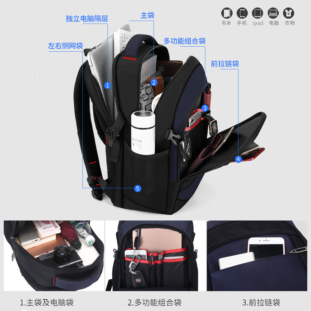 雙肩包男商務(wù)背包戶(hù)外旅行休閑男士筆記本電腦包時(shí)尚學(xué)生書(shū)包中學(xué)