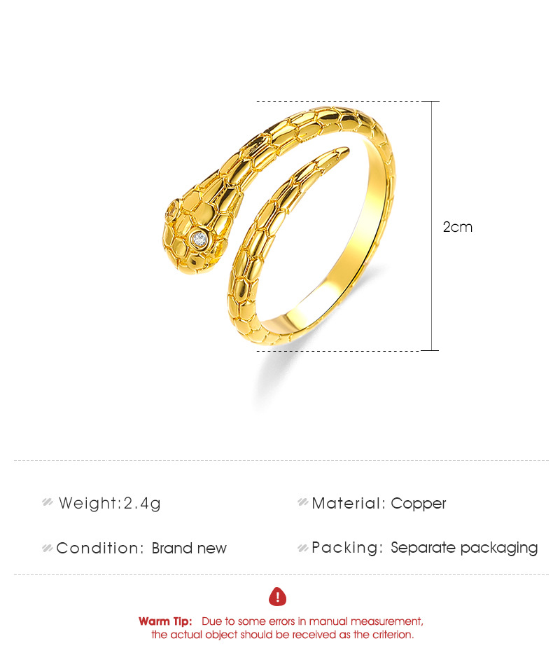 Opening Adjustable Fashion Retro Snake-shaped Ring display picture 1